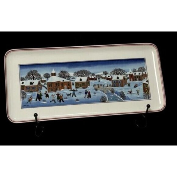 Villeroy & Boch Naif Christmas Village 13.5" x 6" Rectangular Sandwich Tray - Picture 1 of 3